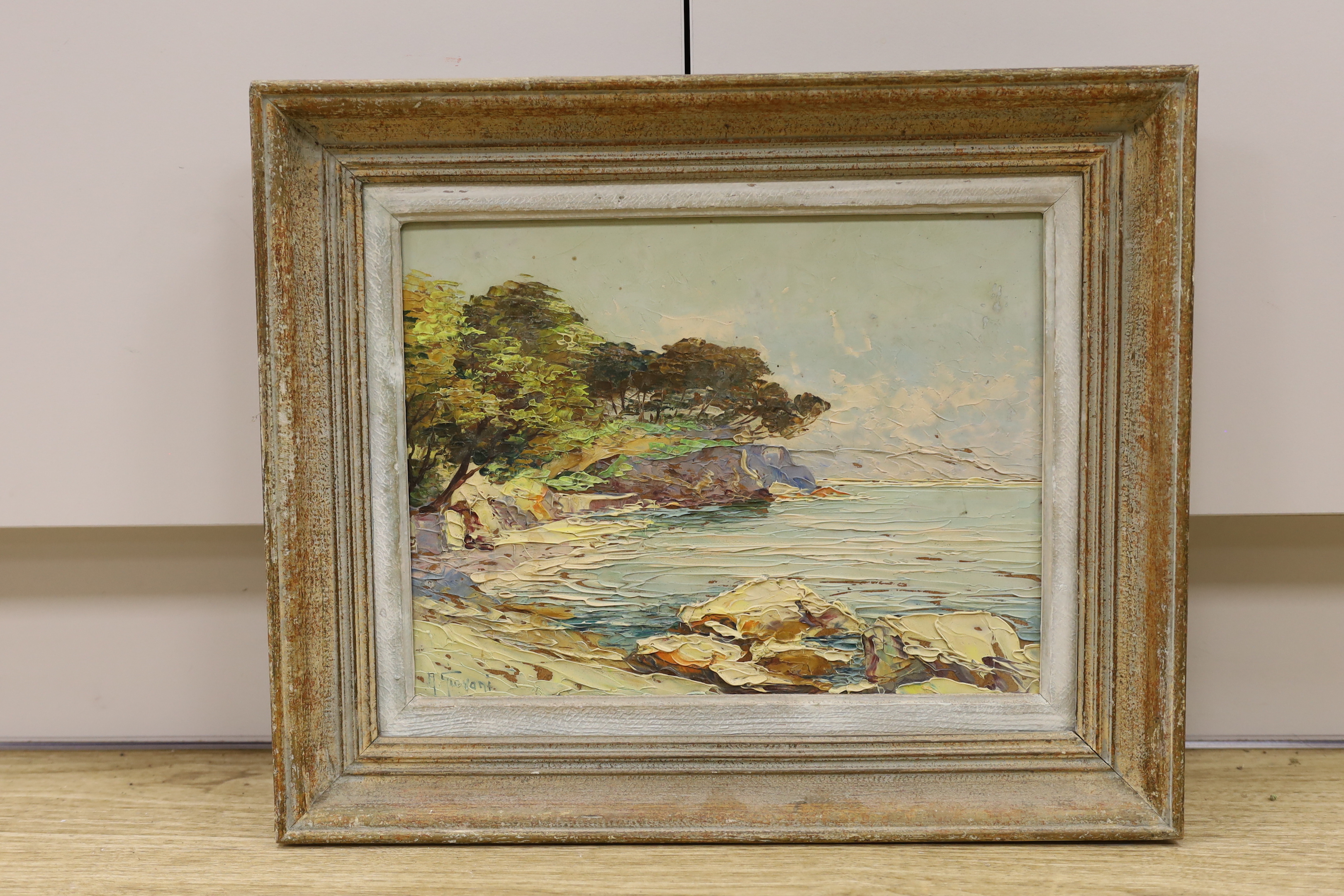 A. Giovani, impasto oil on board, 'Cote d'Azur, France', signed, details verso, 25 x 33cm